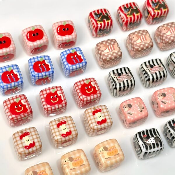 Wholesale Acrylic Cute Cartoon Puppy Apple Square Beaded DIY Handmade Beade