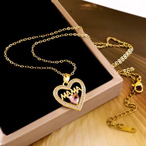 Xl1497 pink love mom necklace gold