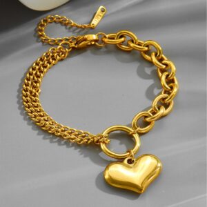 Wholesale Retro Love Golden Titanium Steel Bracelet