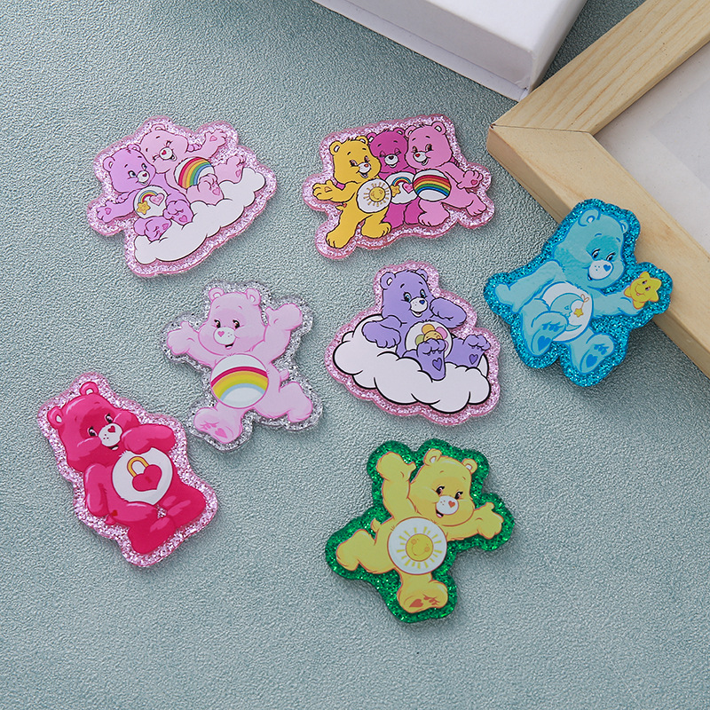 Wholesale glitter cartoon heart bear earrings bag acrylic cute aessories