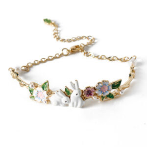 Wholesale Forest Rabbit Flower Cute Animal Pearl Bracelet