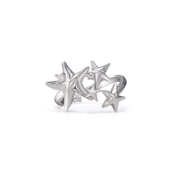 Wholesale Silver starfish ocean zircon open ring