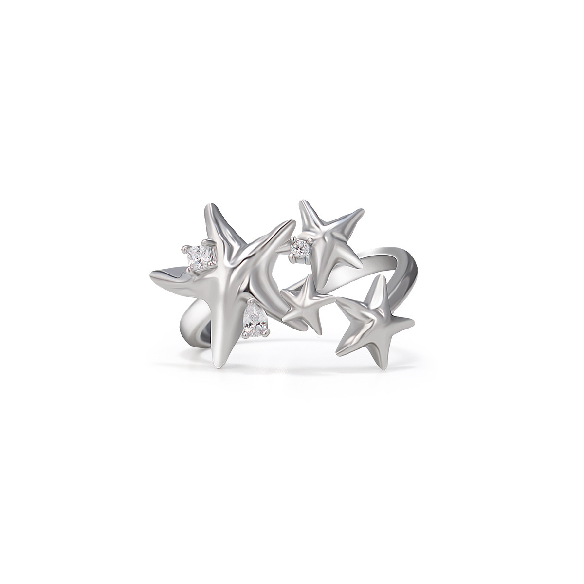 Wholesale Sier starfish ocean zircon open ring