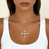 Wholesale Golden pearl zircon cross Baroque style necklace