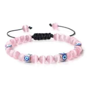 Pink Cat's Eye / Silver Square