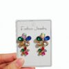 Wholesale Alloy Inlaid Zircon Flower Color Earrings