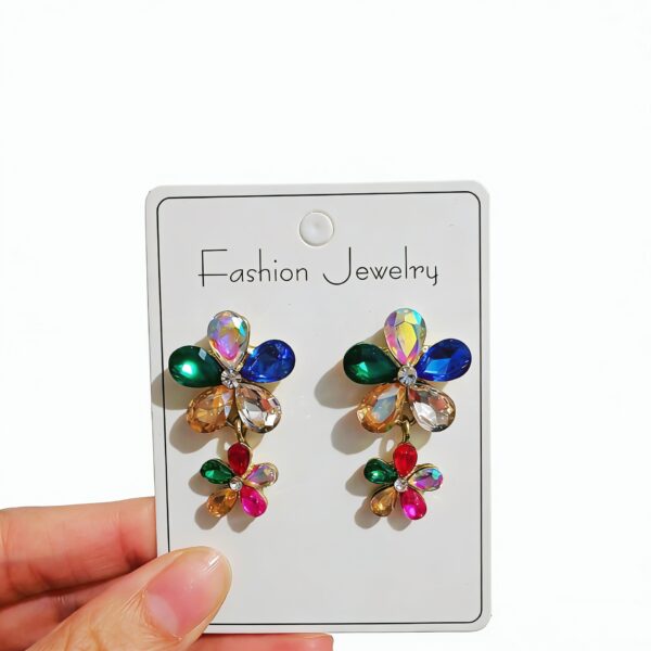 Wholesale Alloy Inlaid Zircon Flower Color Earrings