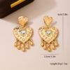 Wholesale Valentine's Day heart-shaped tassel diamond earrings