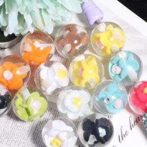 Wholesale Transparent, delicate floral straight-hole loose beads Acrylic Beads