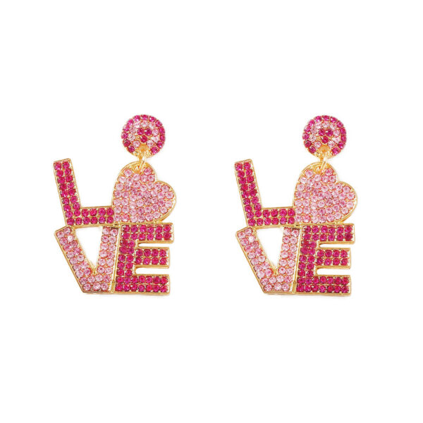 Wholesale Letter inlaid zircon Valentine's Day earrings