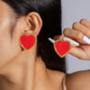 Wholesale Red Peach Heart Valentine's Day Earrings