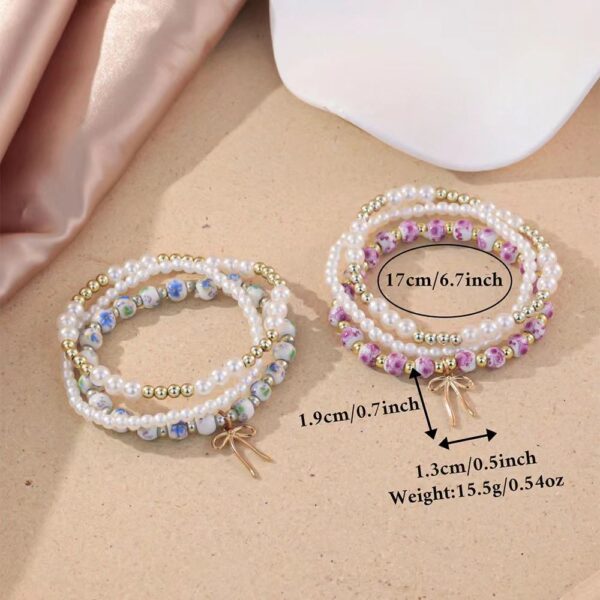 Wholesale Bohemian Blue and White Porcelain Bow Bracelet Set