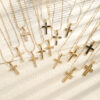Wholesale Diamond studded cross chain stainless steel necklace