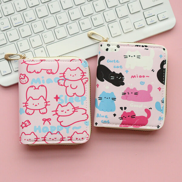 Wholesale Short Zipper Cute Print Student Cartoon Cat Wallet