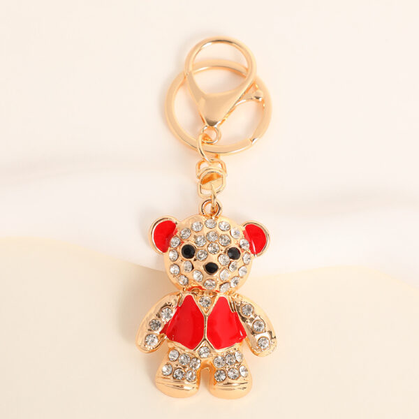 Wholesale Cute vest bear set with diamonds Metal Keychain
