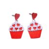 Wholesale Cake Blingbling Heart Earrings Acrylic Splicing Red Peach Heart Mirror Earrings