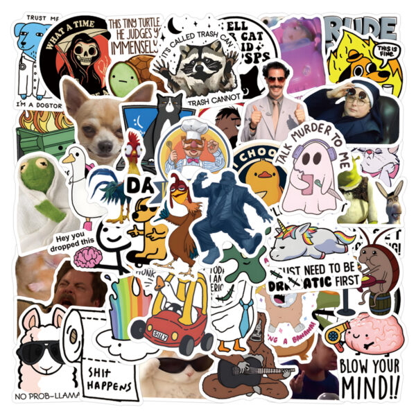 Wholesale 55pcs of fun, cartoonish, and hilarious Waterproof Vinyl Stickers