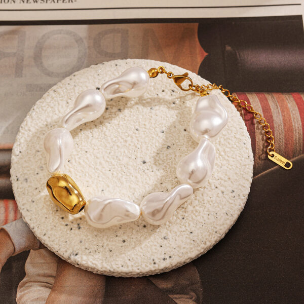 Wholesale Stainless Steel Baroque Pearl Bracelet Polished Vacuum Plated Jewelry
