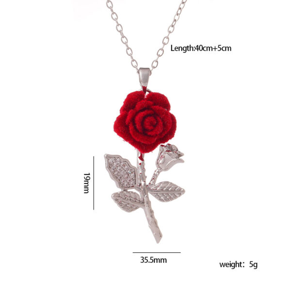 Wholesale Red Rose Diamond Stainless Steel Necklace