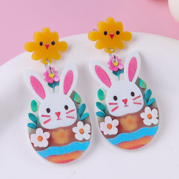 Wholesale Easter cartoon Easter egg bunny acrylic earrings