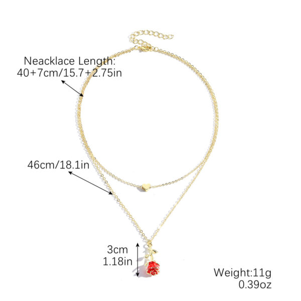 Wholesale Alloy Oil Drop Three-Dimensional Rose Pendant Necklace for Women