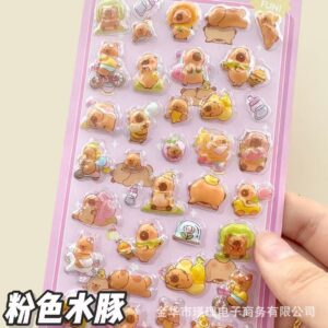 3d embossed sticker [pink capy]/package