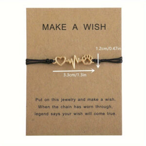 Black rope golden heart and dog paw