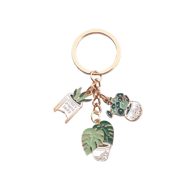 Wholesale Europe and the United States cross-border hot fleshy vegetation combination key chain tropical green plants cartoon key ring pendant gift