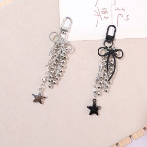 Wholesale Bow five pointed star tassel metal keychain