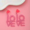 Wholesale Valentine's Day Pink Sequined LOVE acrylic earrings romantic personalized earrings