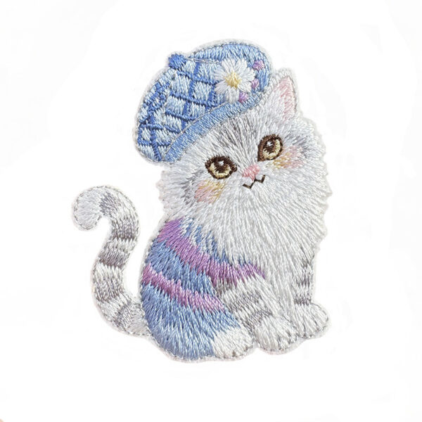 Wholesale Cartoon Beautiful Kitten Embroider Self-Adhesive Stickers DIY Patches