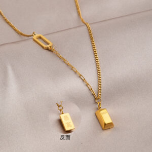 Golden rich little gold brick necklace
