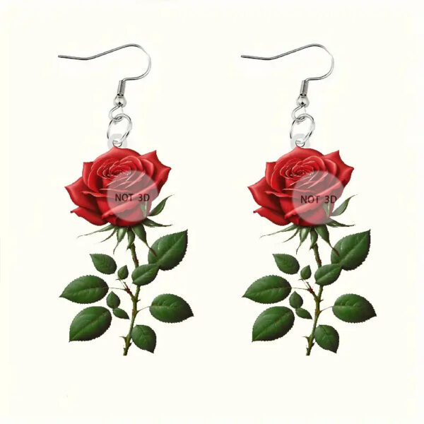 Wholesale Valentine's Day Red Rose Acrylic Earrings