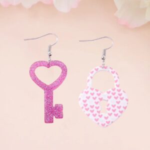 Wholesale Valentine's Day Acrylic Earrings Heart-shaped Key Lock Buckle Earrings