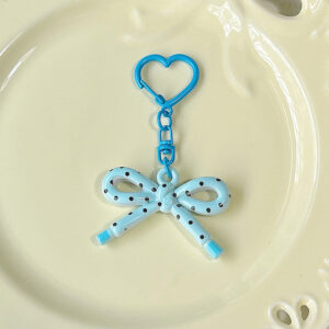 Double-sided printed bow pendant-blue