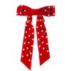 Wholesale Velvet fabric multi-layer bow inlaid with heart-shaped pearl hair clip