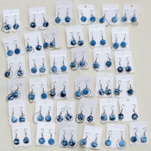 Wholesale Yunnan Dali Ethnic Style Earrings Tie-Dye Blue Dye Batik Hand-Woven Fabric Buckle Earrings Earrings