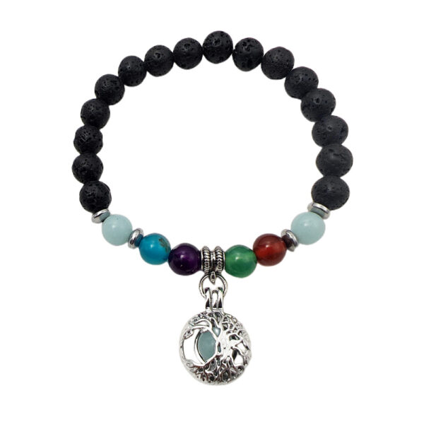 Wholesale 8mm Volcanic Stone Life Tree Colorful Agate Yoga Luminous Bracelet
