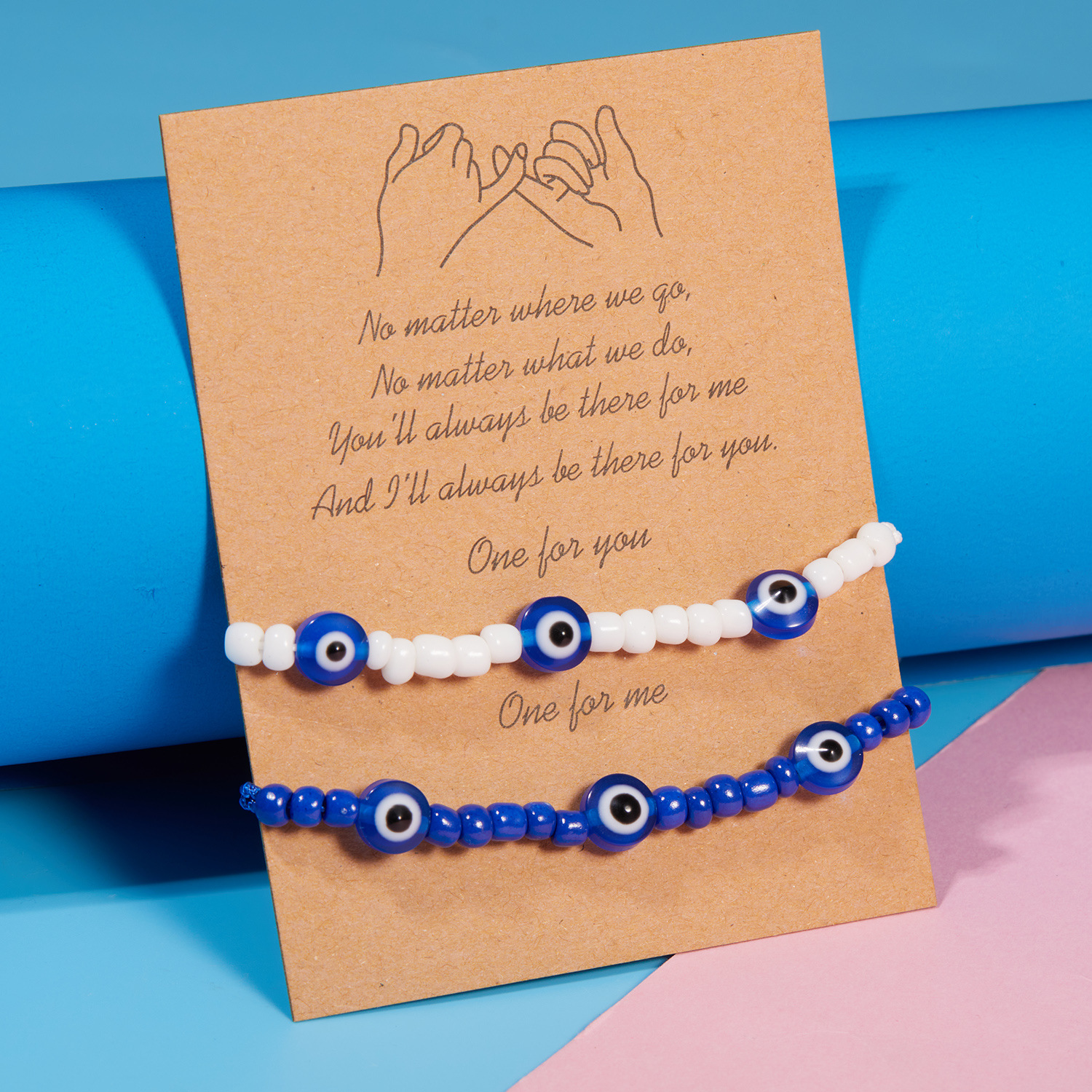 Wholesale Cross-Border Rice Bead Braided Cole Bracelet Female Devil's Eye Crystal Bead Pull-Out Adjustable Bracelet Set for Women