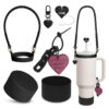 Wholesale Black Cup Set Cross Keychain 40oz Cup Accessories Set