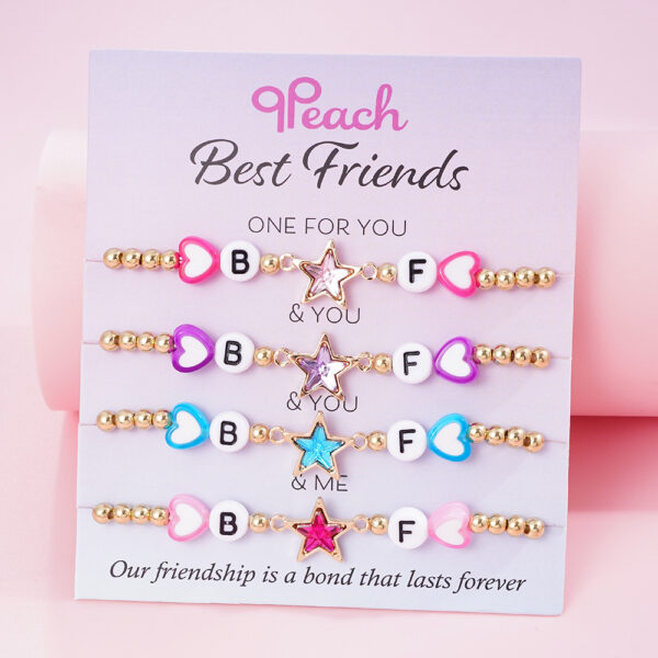 Wholesale Letter Elastic Beaded Colorfulful Masonry Heart Bracelet