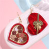 Wholesale Valentine's Day heart-shaped earrings in a rocket-shaped gift box wine red color