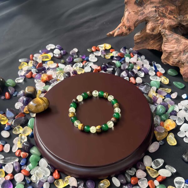 Wholesale Natural Tiger Eye Stone Green Agate White Crystal Bracelet