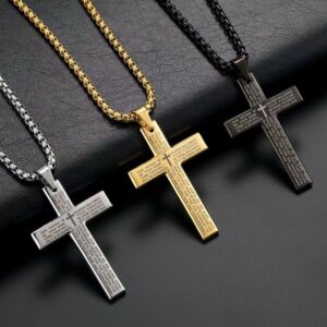 Wholesale Cross Scripture Titanium Steel Cross Necklace