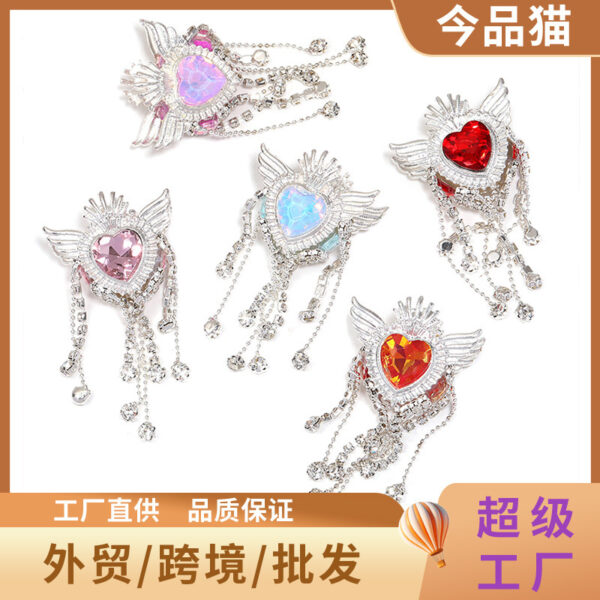 Wholesale 5pcs Angel Heart crown tassel alloy wings Beads