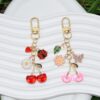 Wholesale Cherry butterfly ladybug daisy green leaf keychain Y2K bag pendant