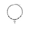 Wholesale Cross Black Gallstone Bead studded Diamond Necklace
