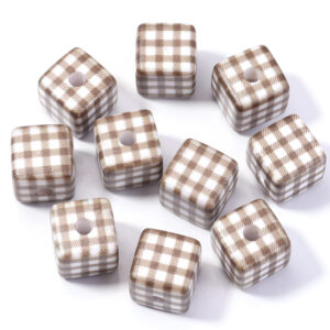 Colorful plaid brown / Size 14mm, aperture 3.8mm