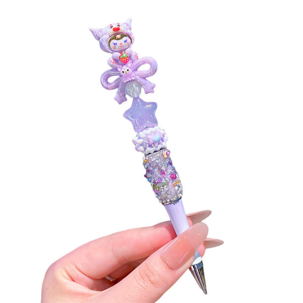 Wholesale Children's Cartoon Flash Diamond Bow Rotary Writing Pen Black OLY Exclusive