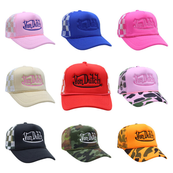 Wholesale Plaid Camouflage Embroidered Truck Hat Sun Protection Mesh Baseball Cap